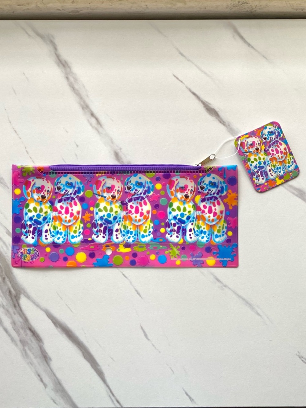 Lisa Frank Spotty & Dotty dalmations pencil pouch - SWT